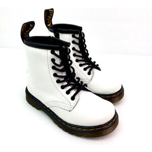 Dr Doc Martens 1460T Toddler Girls Size 8 White Leather Lace Up Combat Boots